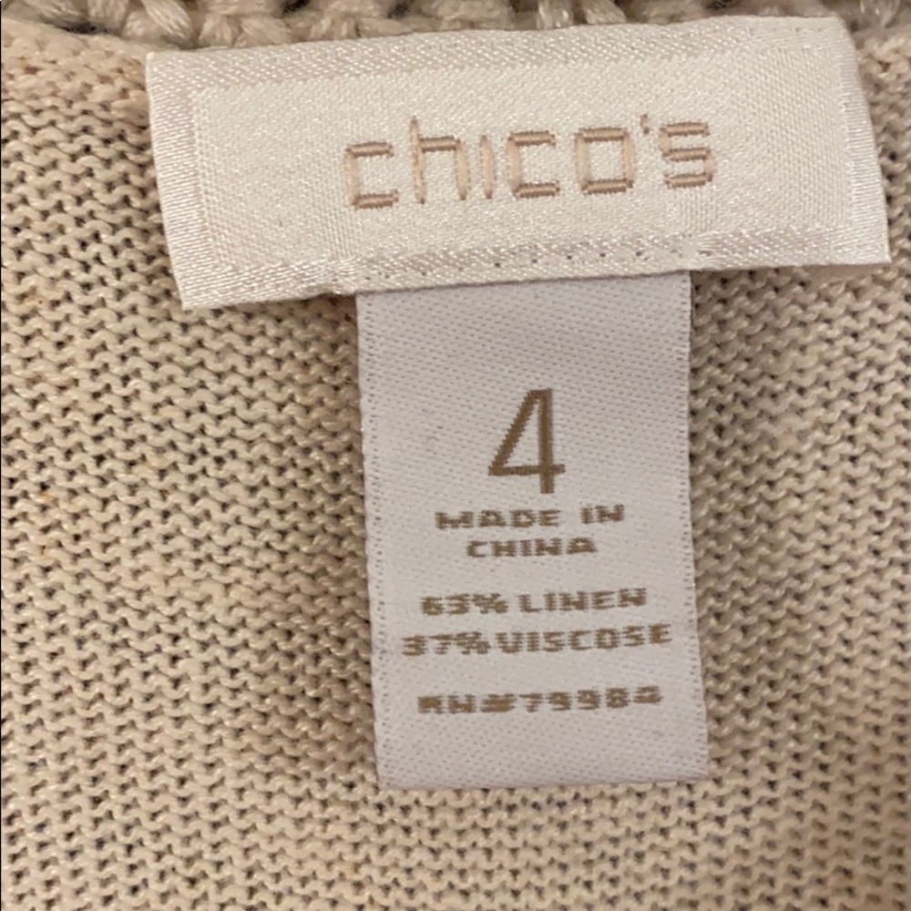 Chico’s Linen Blend Macramé Zippered Cardigan - Picture 6 of 7